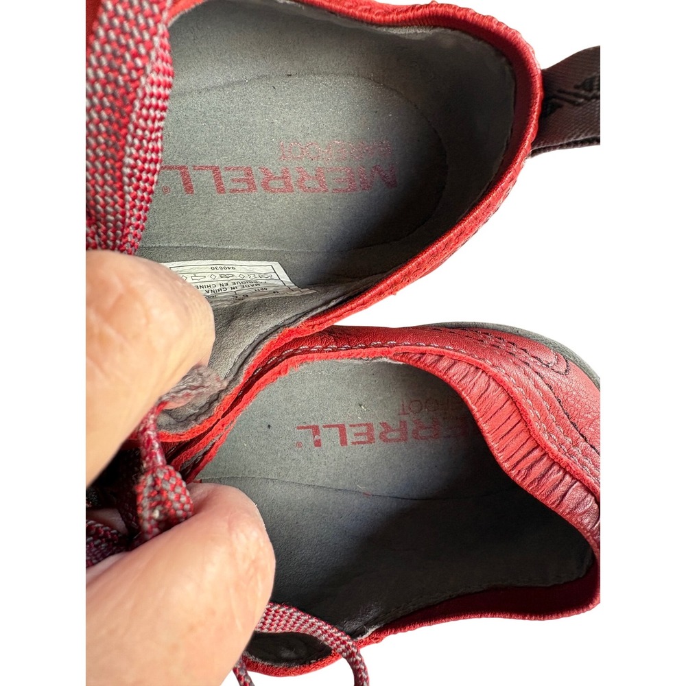 Merrell Mighty Glove Scarlet Red Leather Barefoot Sneakers J68394 Womens 9 - Picture 7 of 8